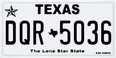 TX license plate DQR5036
