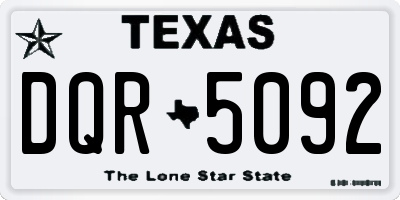 TX license plate DQR5092
