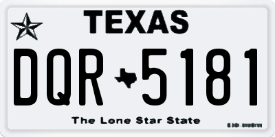 TX license plate DQR5181