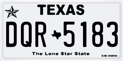 TX license plate DQR5183