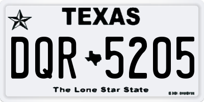 TX license plate DQR5205