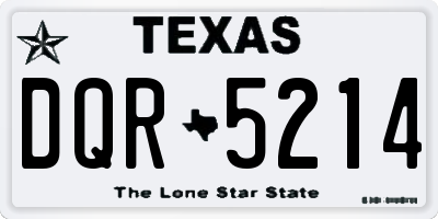 TX license plate DQR5214