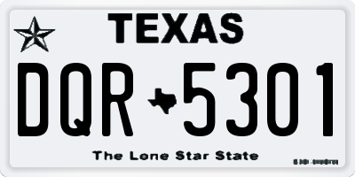 TX license plate DQR5301