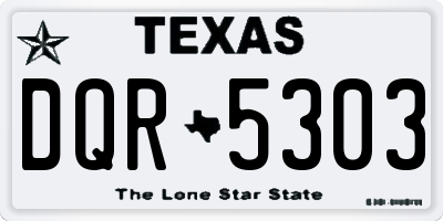 TX license plate DQR5303