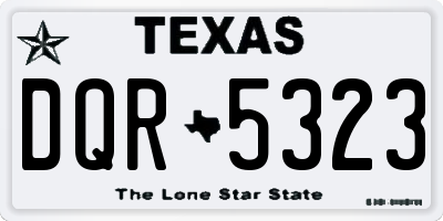 TX license plate DQR5323