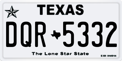 TX license plate DQR5332