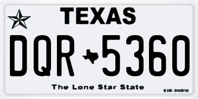 TX license plate DQR5360