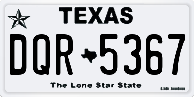TX license plate DQR5367