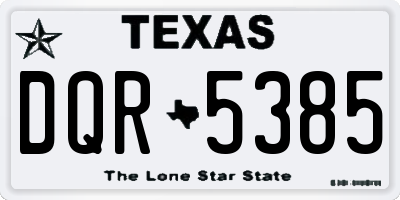 TX license plate DQR5385