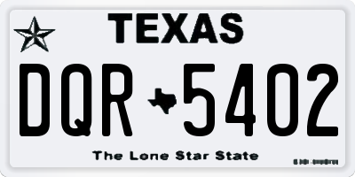 TX license plate DQR5402