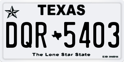 TX license plate DQR5403