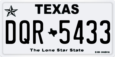 TX license plate DQR5433