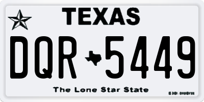 TX license plate DQR5449