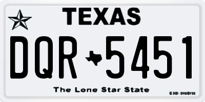 TX license plate DQR5451
