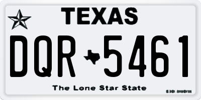 TX license plate DQR5461