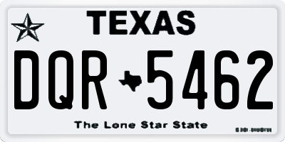 TX license plate DQR5462