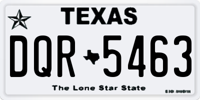 TX license plate DQR5463