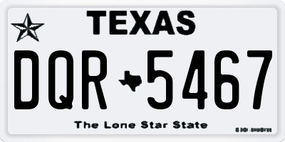 TX license plate DQR5467