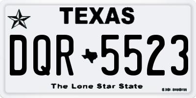 TX license plate DQR5523