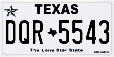 TX license plate DQR5543