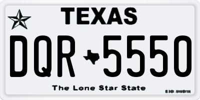 TX license plate DQR5550