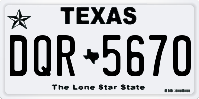 TX license plate DQR5670