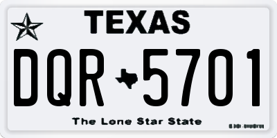 TX license plate DQR5701