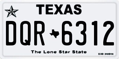 TX license plate DQR6312