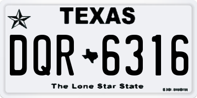 TX license plate DQR6316