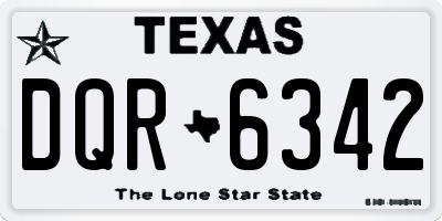 TX license plate DQR6342