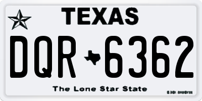 TX license plate DQR6362