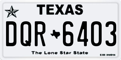 TX license plate DQR6403