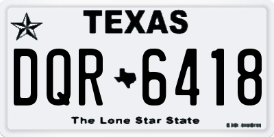 TX license plate DQR6418