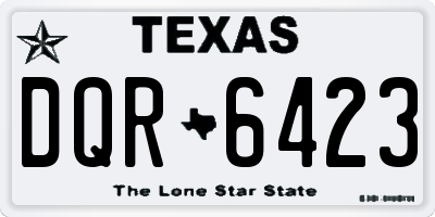 TX license plate DQR6423