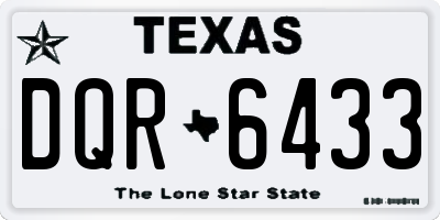 TX license plate DQR6433