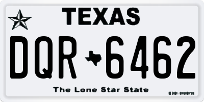 TX license plate DQR6462
