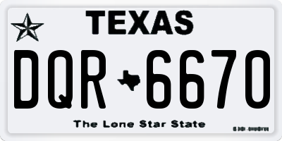 TX license plate DQR6670