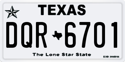 TX license plate DQR6701