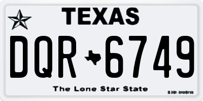 TX license plate DQR6749