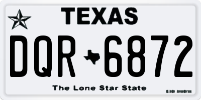 TX license plate DQR6872