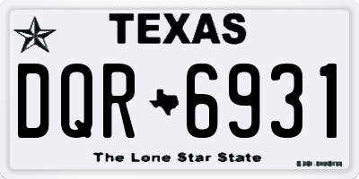 TX license plate DQR6931