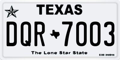 TX license plate DQR7003