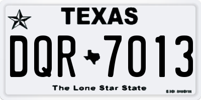 TX license plate DQR7013
