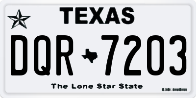 TX license plate DQR7203