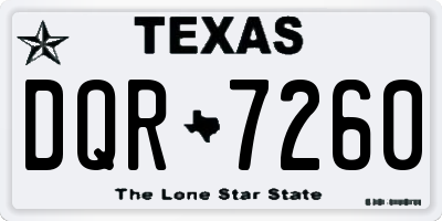 TX license plate DQR7260