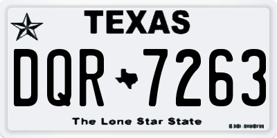 TX license plate DQR7263