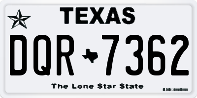 TX license plate DQR7362