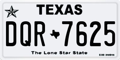 TX license plate DQR7625
