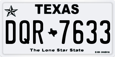 TX license plate DQR7633