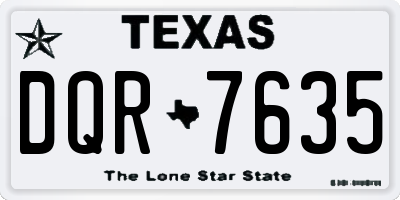 TX license plate DQR7635